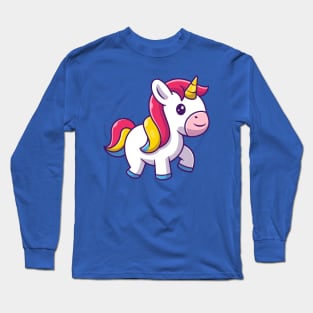 Cute Unicorn Walking Cartoon Long Sleeve T-Shirt